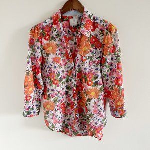 Anthropologie HD in Paris Floral Print Button Down Shirt Blouse 8